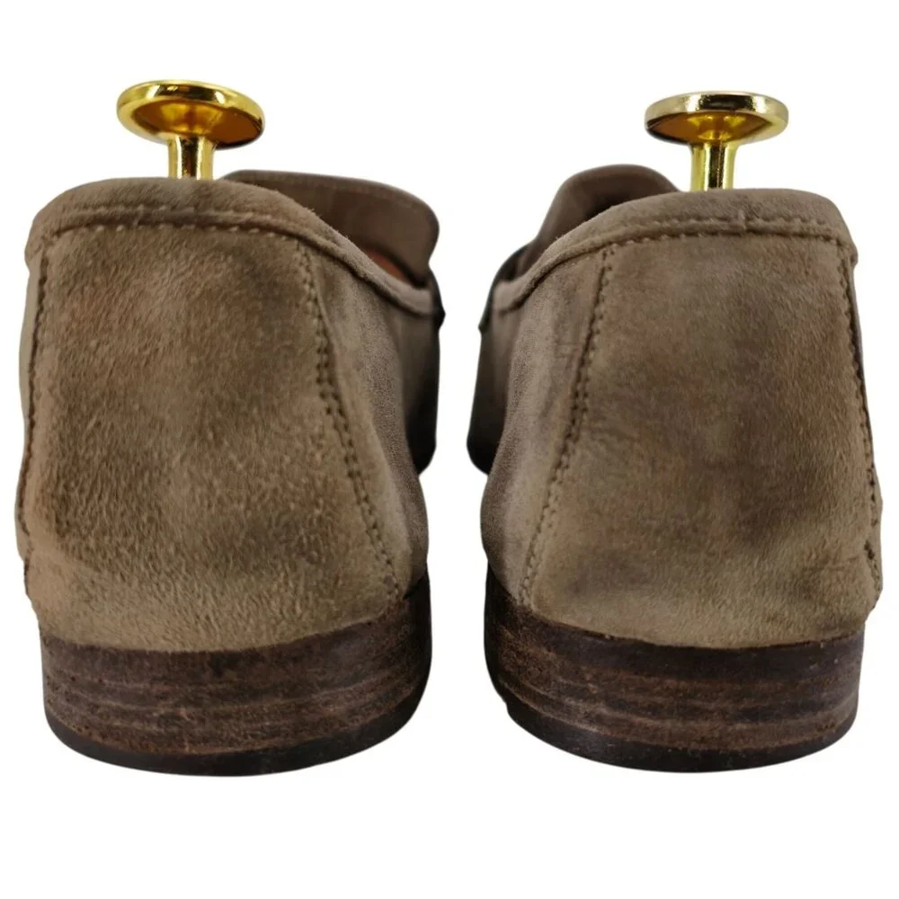 Andrea Ventura Firenze Mens 8.5D Tan Soft Suede Dress Shoes Penny Loafers Italy - Picture 7 of 11